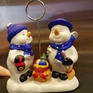 Porcelain Snowman Photo Holder